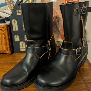 Harley-Davidson Black Leather Boots with Buckle